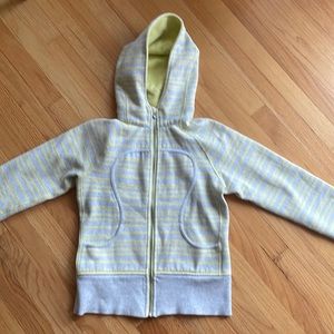 Lululemon Gray and Yellow Stripe Full Zip Scuba Hoodie in Size XS
